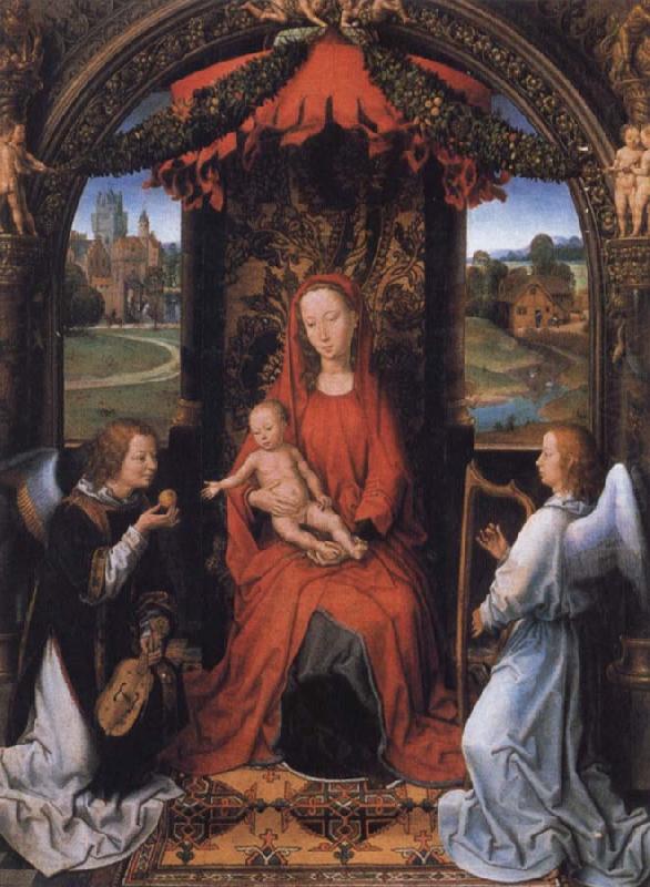 Hans Memling Madonna Enthroned with Child and Two Angels china oil painting image